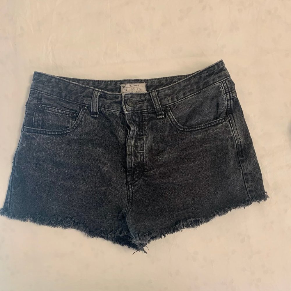 Free People Black Denim cut off shorts